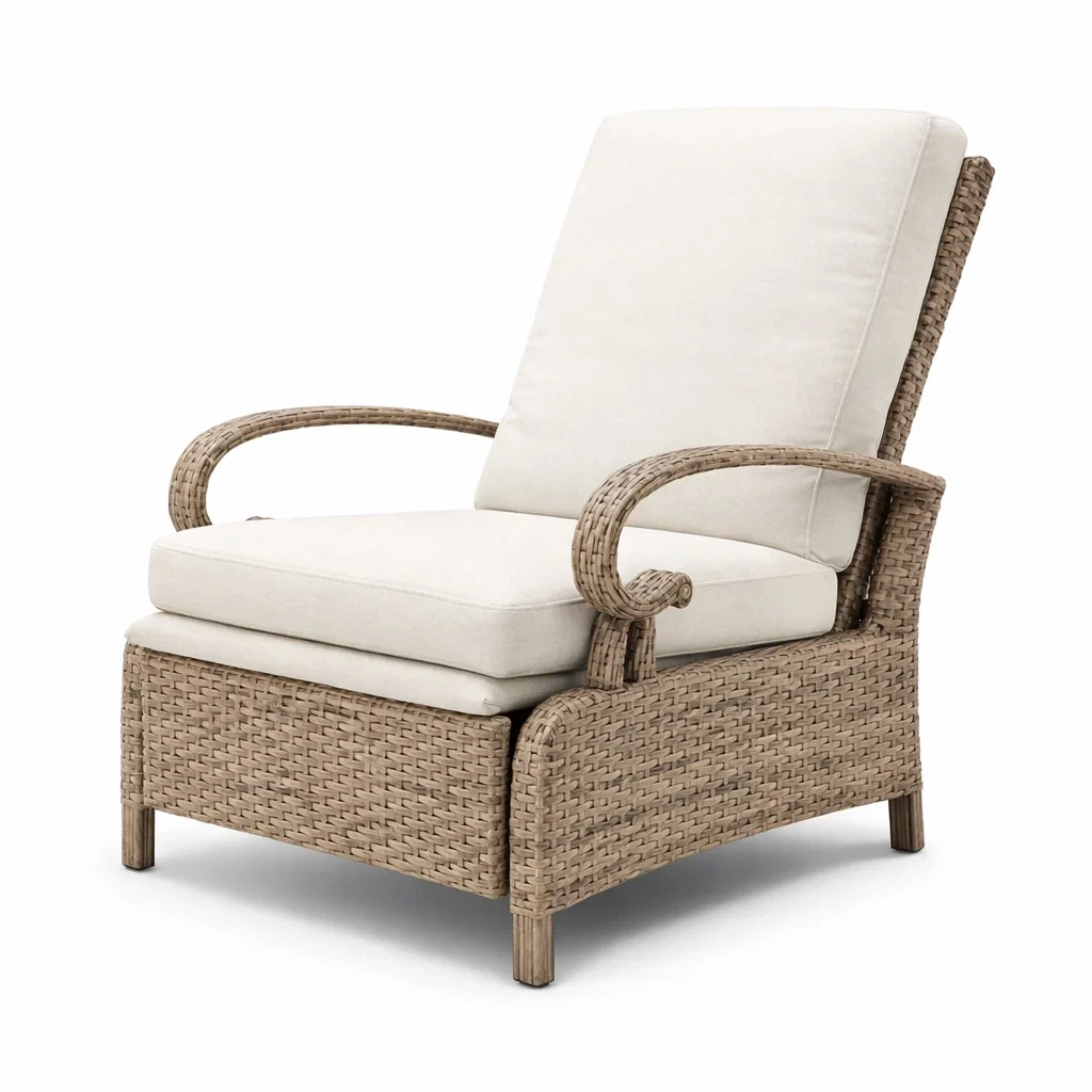 Fauteuil en rotin avec coussins en polyester-NESTCOMFORTZONE