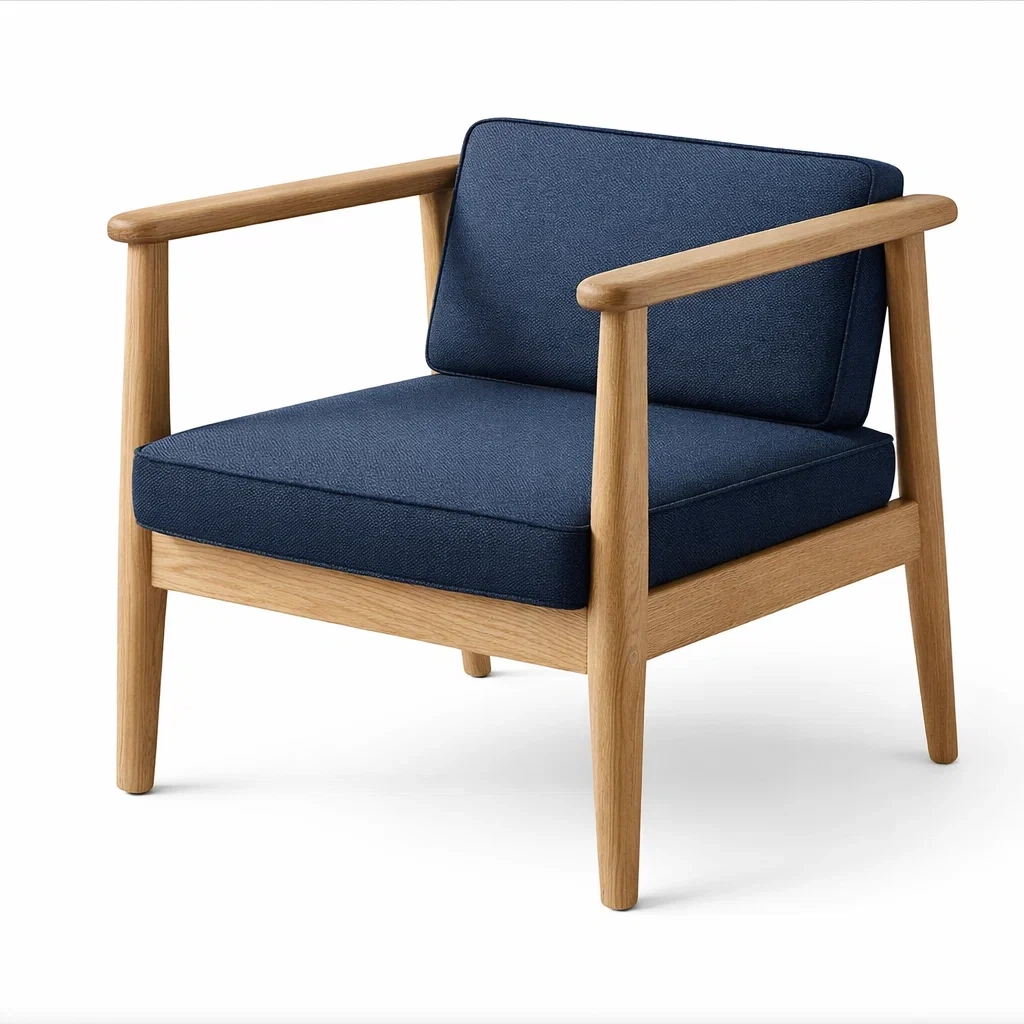 Fauteuil en bois et tissu Bleu-NESTCOMFORTZONE