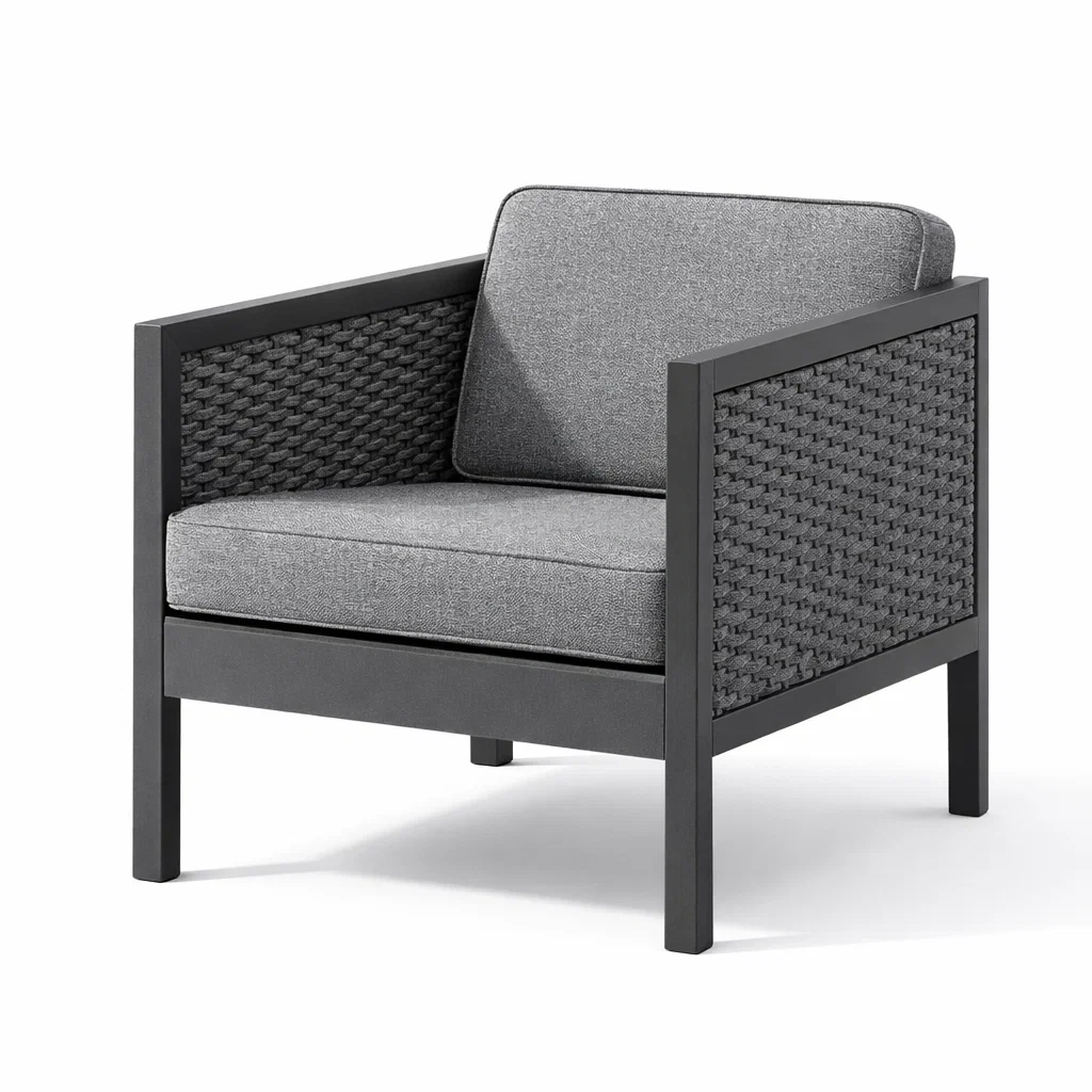 Fauteuil en métal et tissu Gris-NESTCOMFORTZONE