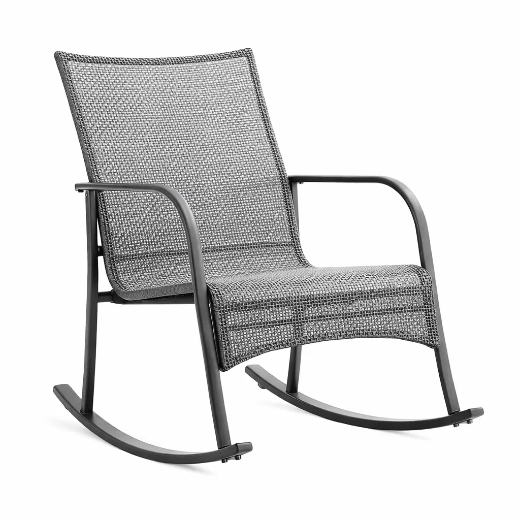 Fauteuil à bascule en métal et textilène Gris-NESTCOMFORTZONE