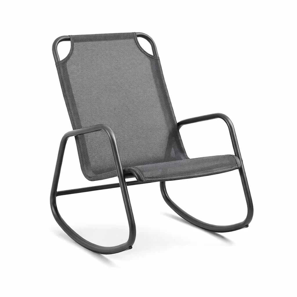 Fauteuil à bascule en métal et polyester Gris-NESTCOMFORTZONE