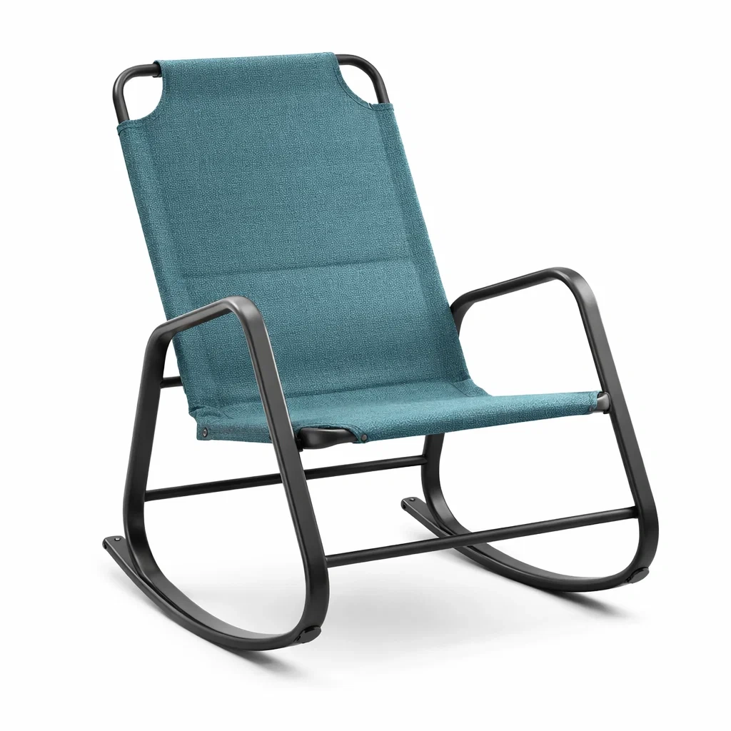 Fauteuil à bascule en métal et polyester Bleu-NESTCOMFORTZONE