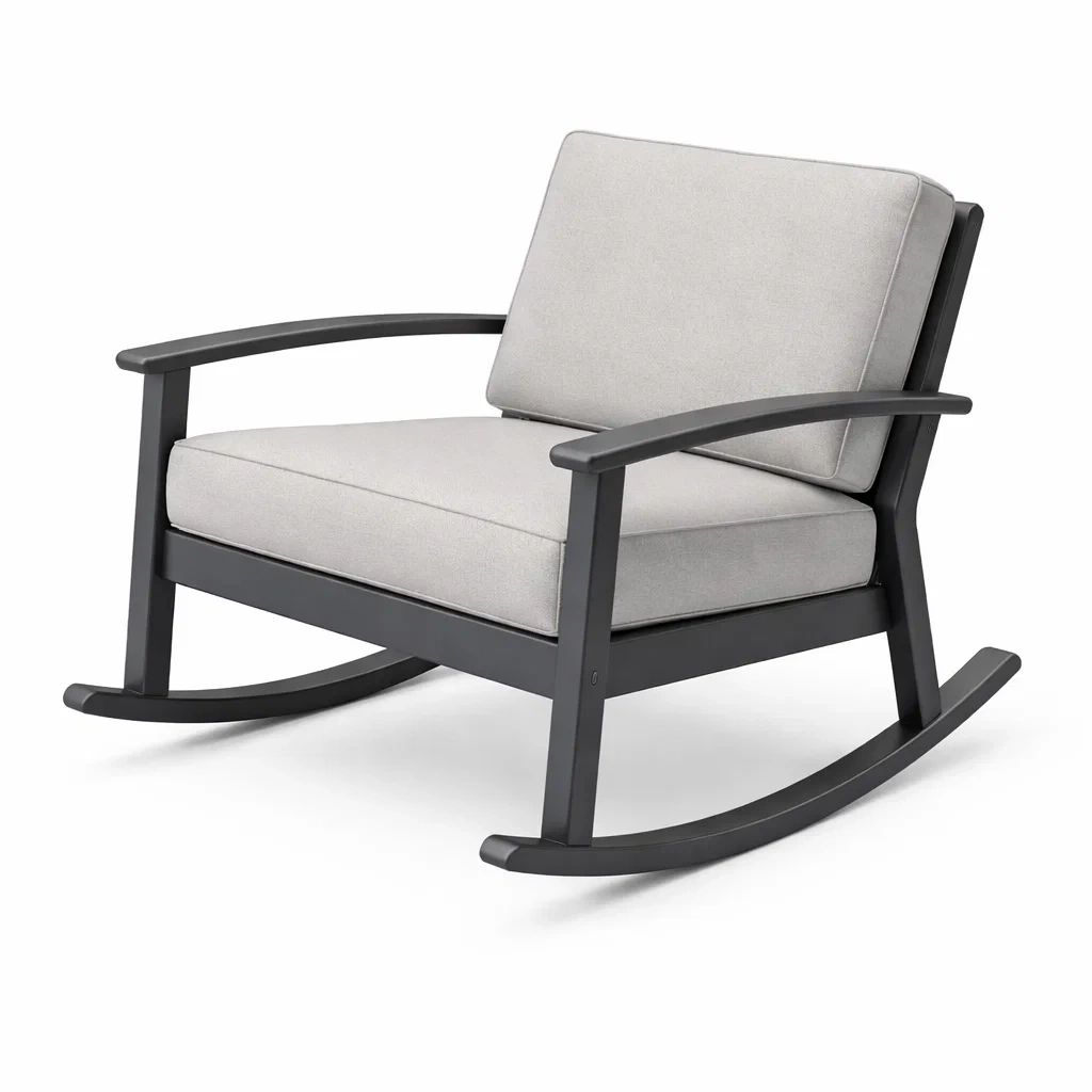 Fauteuil à bascule extérieur en aluminium et tissu Gris-NESTCOMFORTZONE