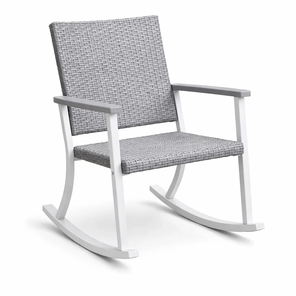 Fauteuil à bascule en aluminium et résine tressée Gris-NESTCOMFORTZONE