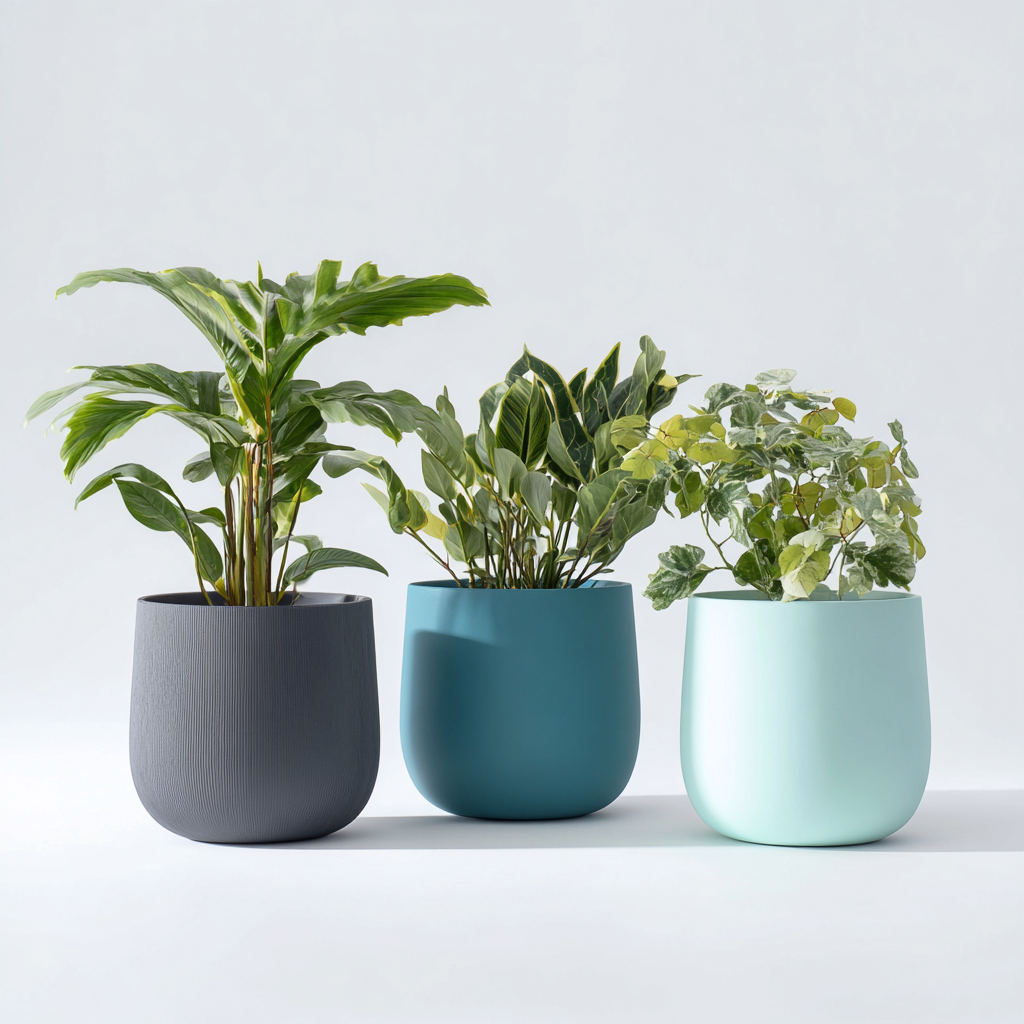 Vaso da fiori-plastica-30x30x28 cm-32x32x30 cm-34x34x32 cm-grigio scuro-blu verde-azzurro chiaro-design moderno-Sofaupden