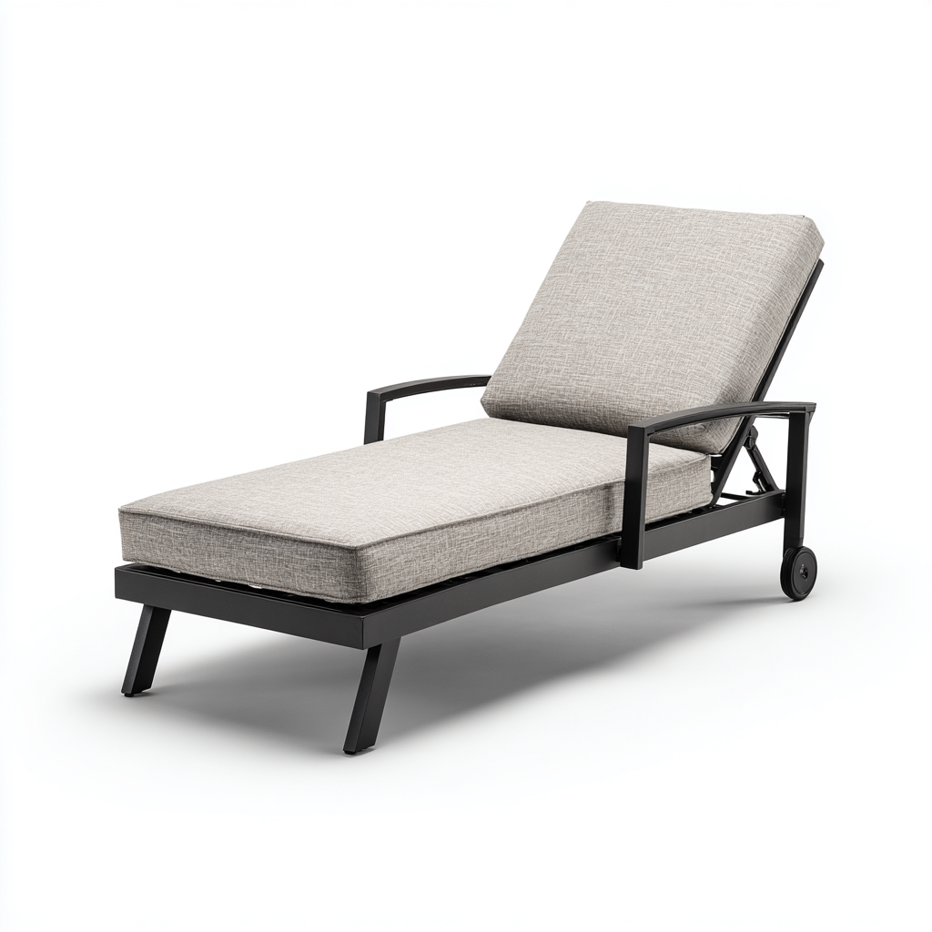 Lettino da sole-metallo-tessuto outdoor-198x71x76 cm-Beige-Nero-stile moderno-Sofaupden
