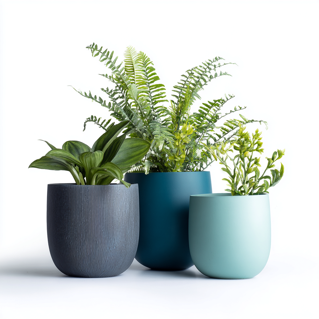 Vaso da fiori-plastica-28x28x38cm-32x32x45cm-26x26x34cm-grigio scuro-verde petrolio-azzurro chiaro-stile moderno-Sofaupden