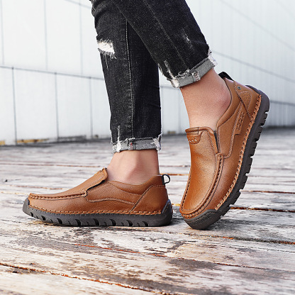 Mens Handcrafted Cowhide Orthopedic Loafers