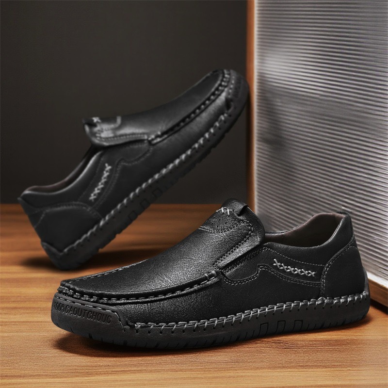 mens handmade cowhide No-glue orthopedic loafers