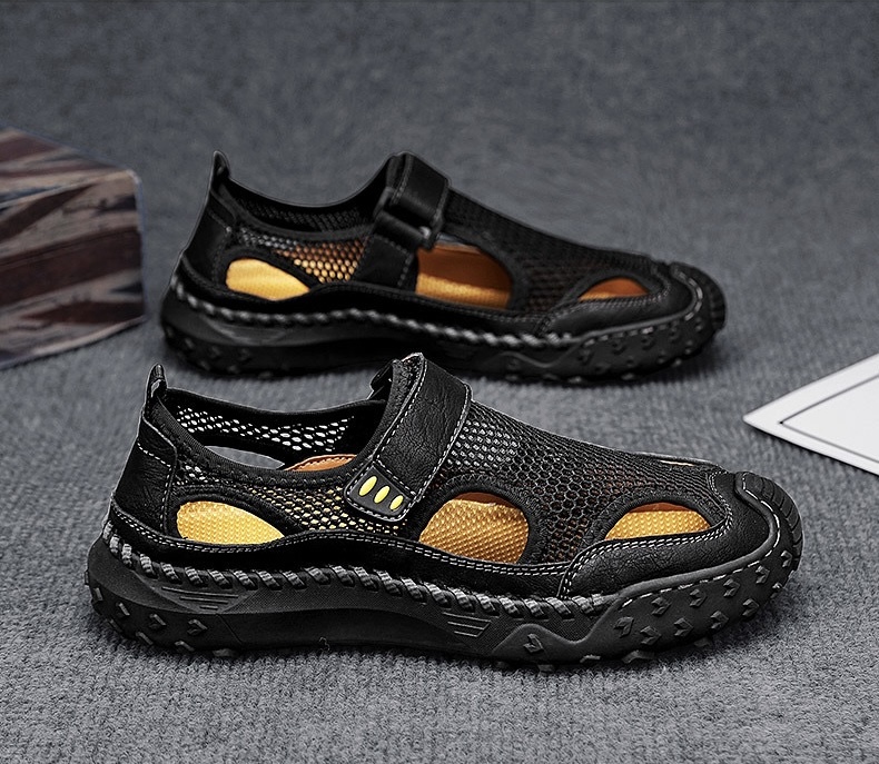⏰Last Day! 45% OFF 🔥HIKER®Men's Handcrafted Cowhide Mesh Breathable Orthopedic Outdoor Sandals