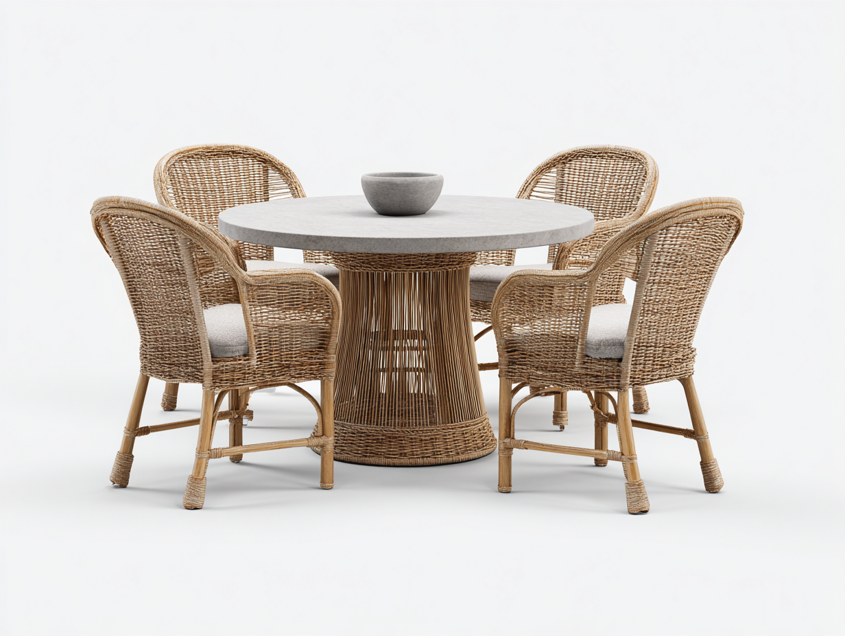 Set tavolo e sedie da giardino 135x135x75 cm Marrone chiaro Stile classico-Homipad