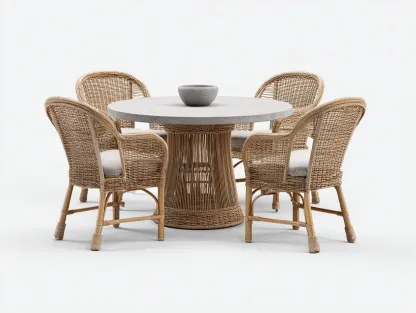 Set tavolo e sedie da giardino 135x135x75 cm Marrone chiaro Stile classico-Homipad