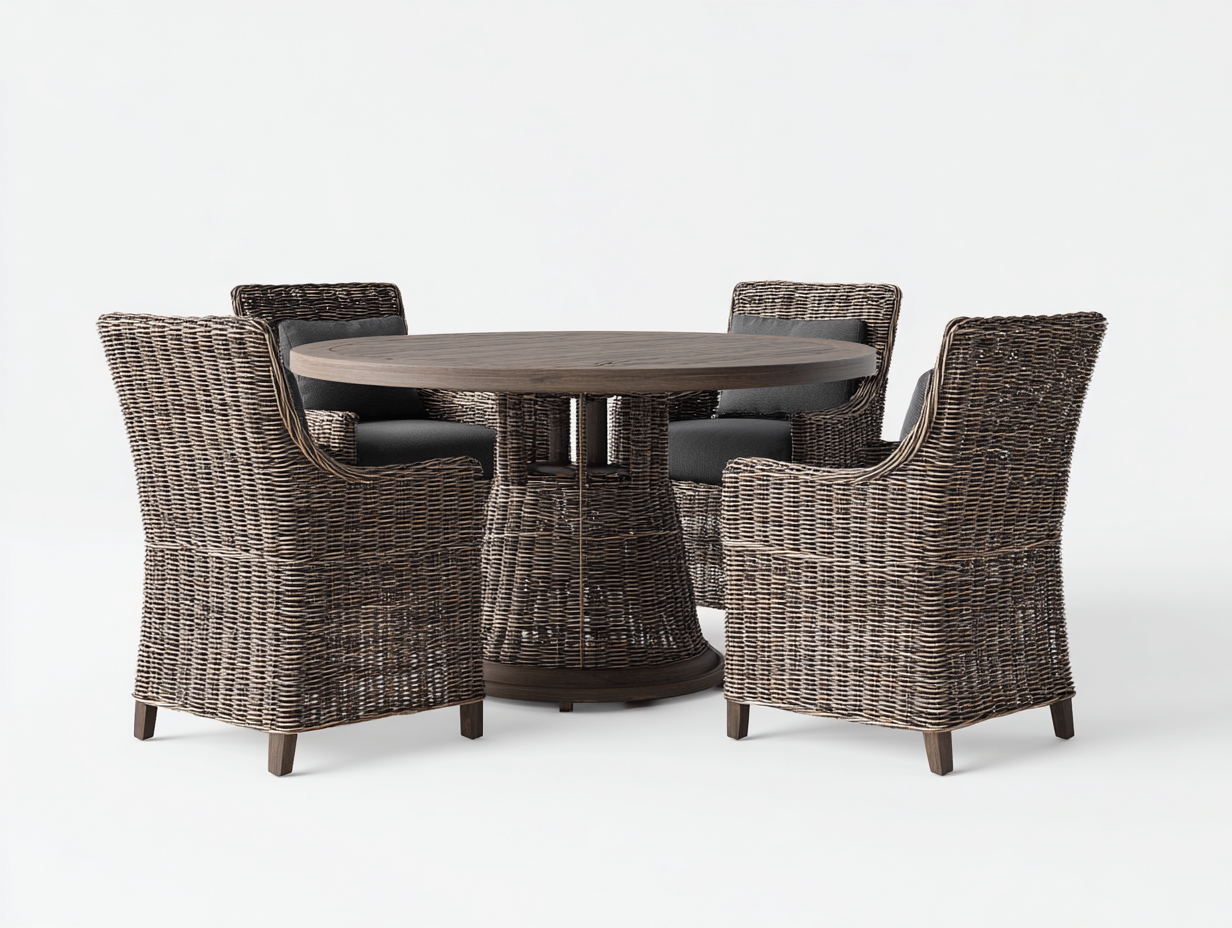 Set tavolo e sedie da giardino 140x140x75 cm Grigio Stile moderno-Homipad