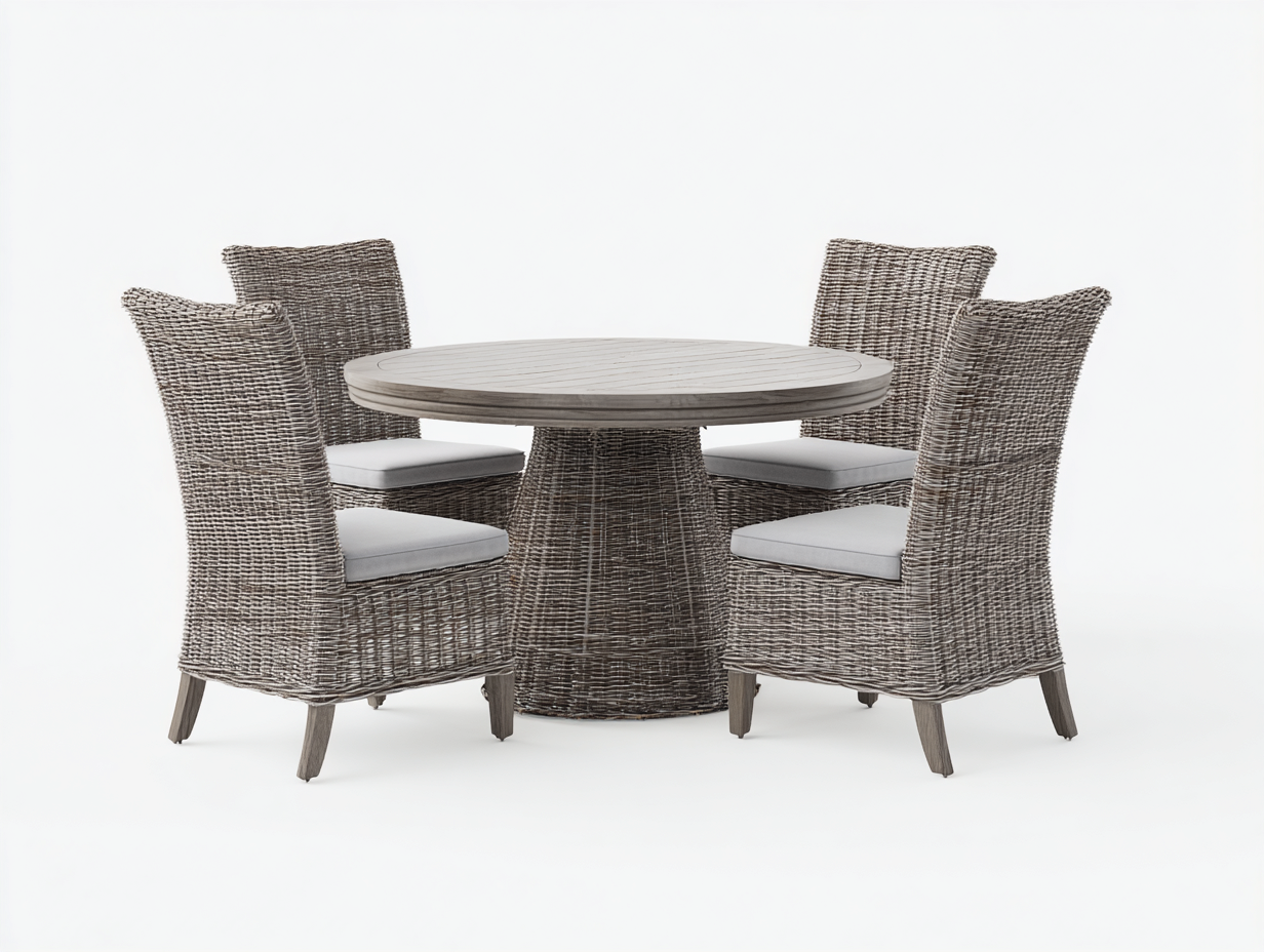 Set tavolo e sedie da giardino 130x130x75 cm Marrone Stile intrecciato-Homipad