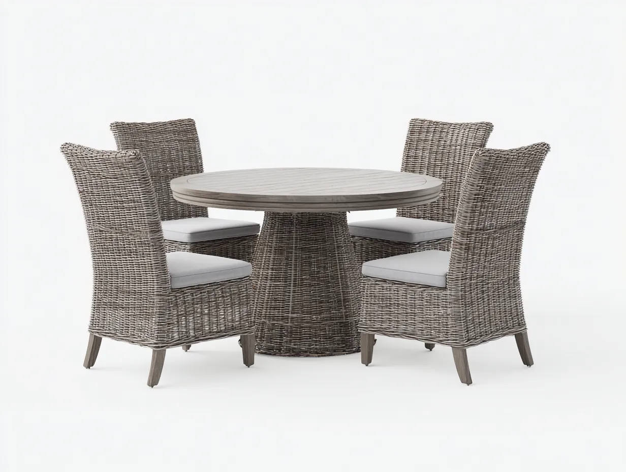 Set tavolo e sedie da giardino 130x130x75 cm Marrone Stile intrecciato-Homipad