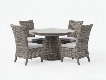 Set tavolo e sedie da giardino 130x130x75 cm Marrone Stile intrecciato-Homipad