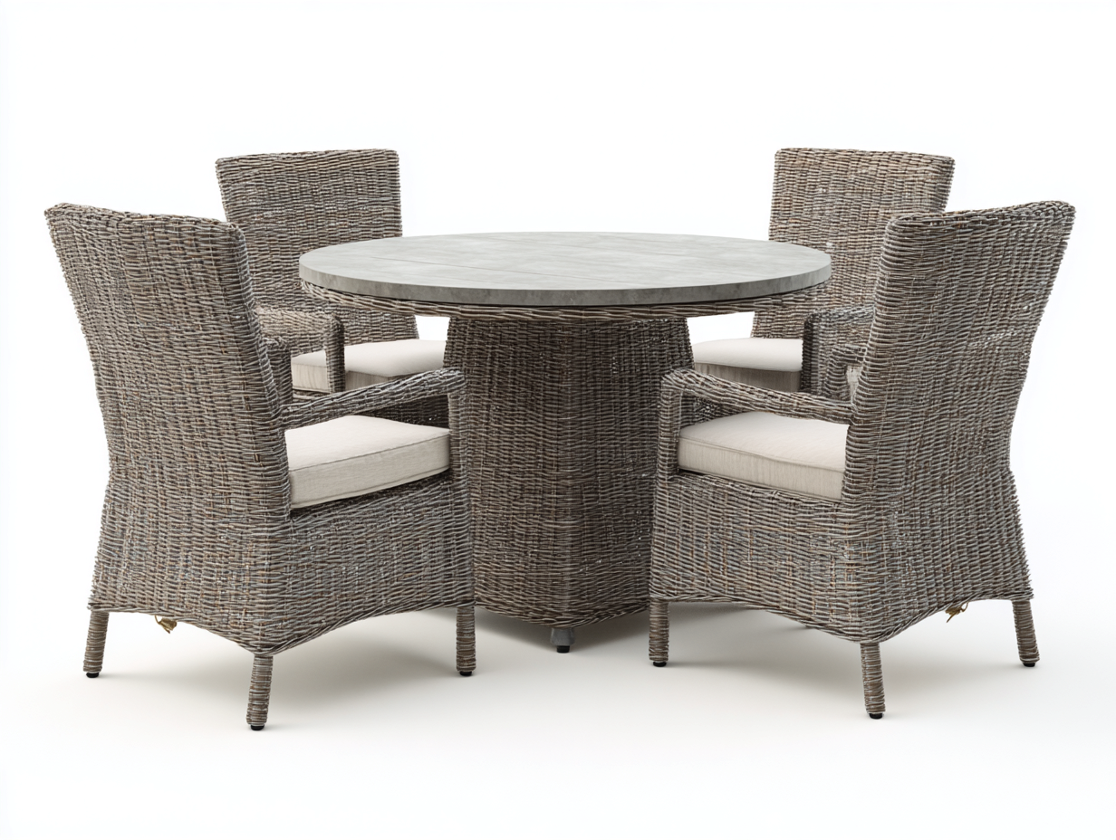 Set tavolo e sedie da giardino 130x130x75 cm Grigio Stile moderno-Homipad