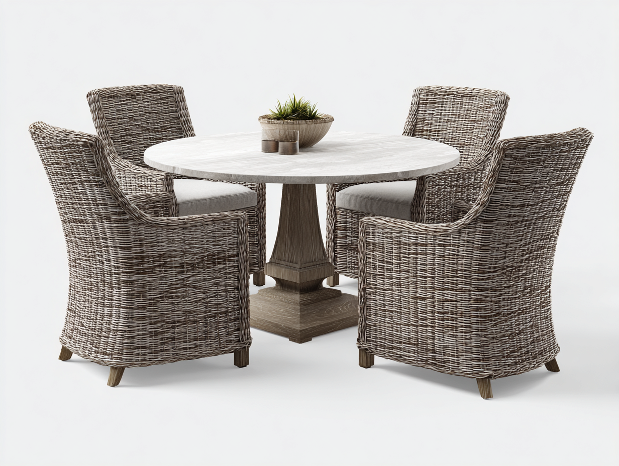 Set tavolo e sedie da giardino 140x140x75 cm Marrone naturale Stile rustico-Homipad