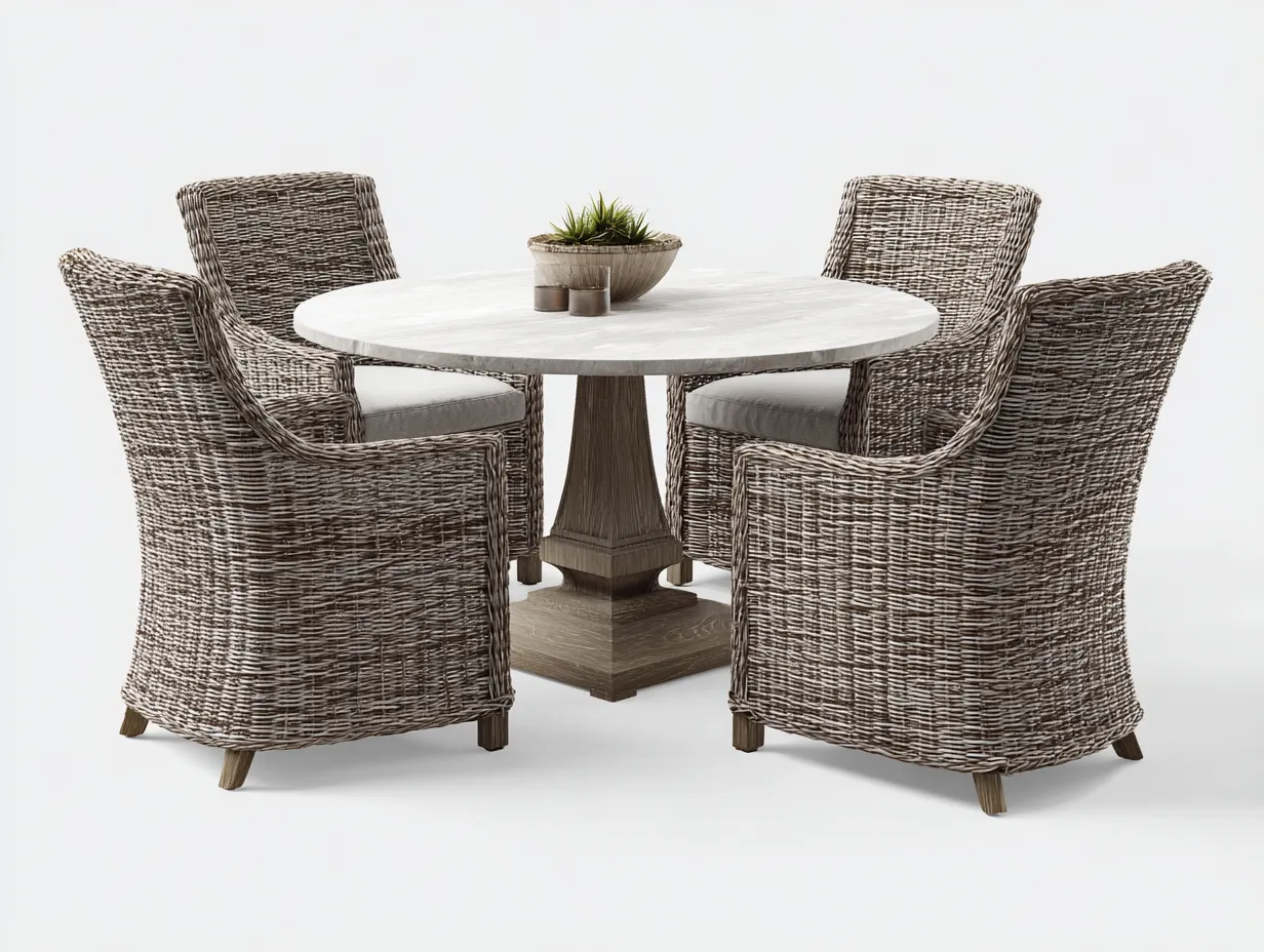 Set tavolo e sedie da giardino 140x140x75 cm Marrone naturale Stile rustico-Homipad