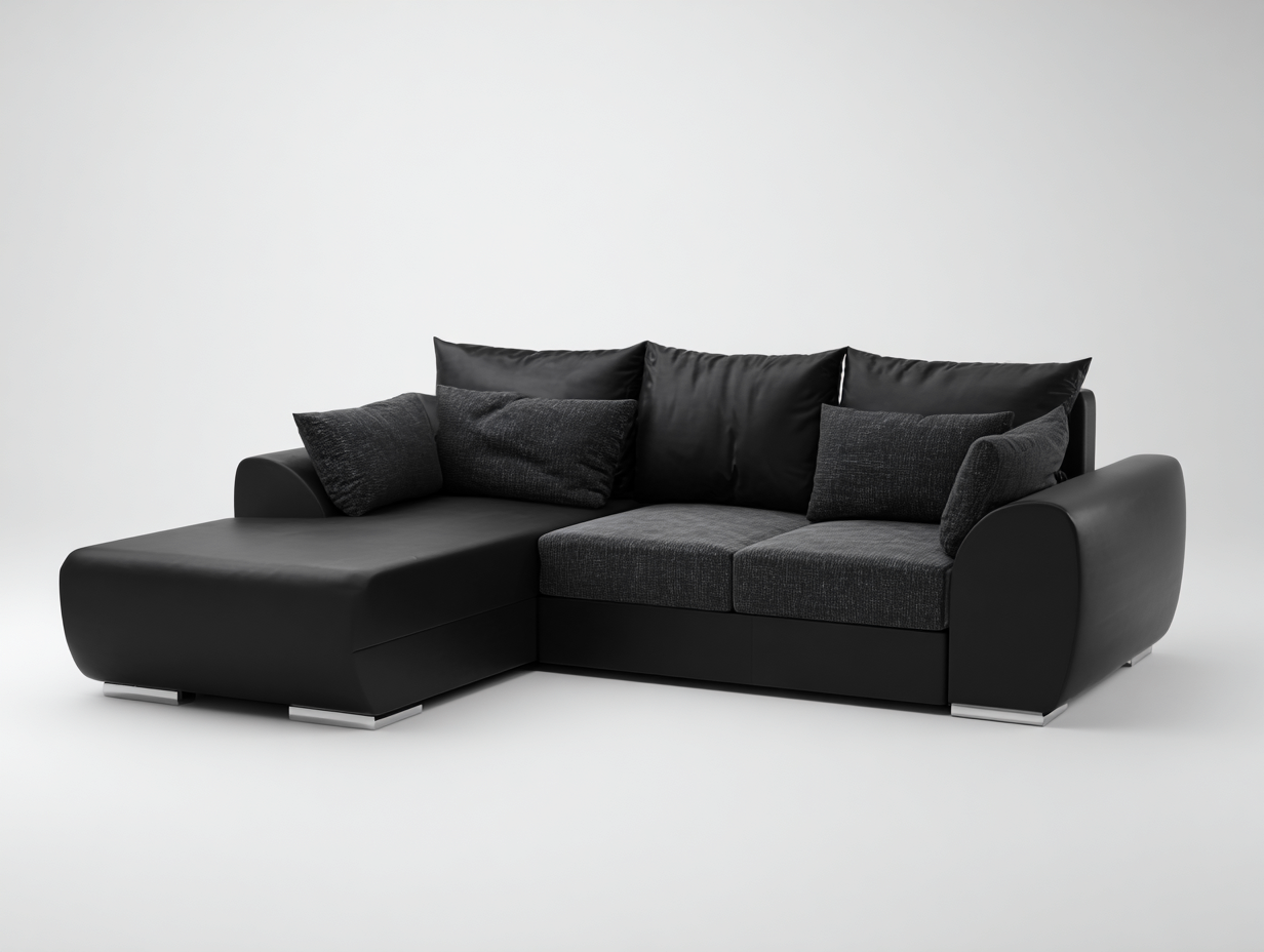 Divano angolare 260x180x85 cm Nero Stile moderno-Homipad