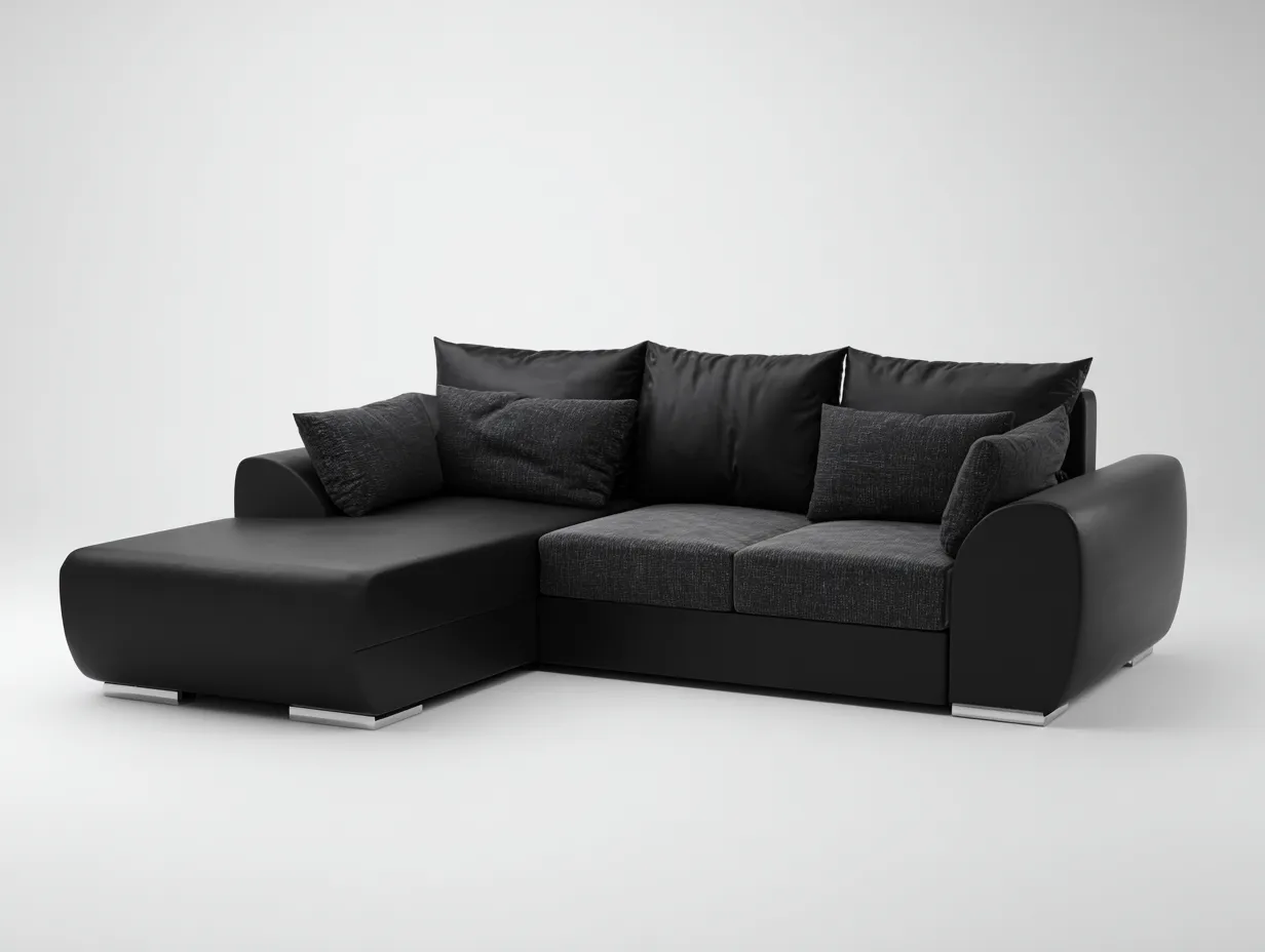 Divano angolare 260x180x85 cm Nero Stile moderno-Homipad