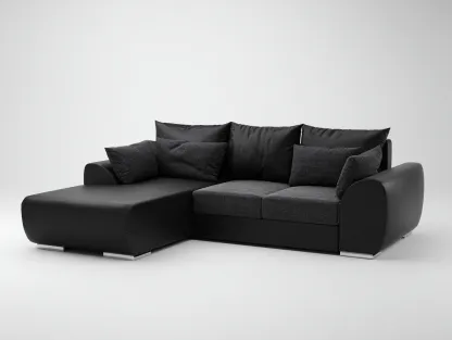 Divano angolare 260x180x85 cm Nero Stile moderno-Homipad