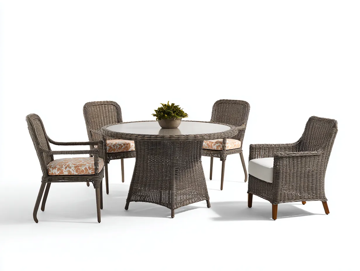 Set tavolo e sedie da giardino 135x135x75 cm Beige Stile naturale-Homipad