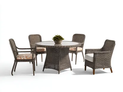 Set tavolo e sedie da giardino 135x135x75 cm Beige Stile naturale-Homipad