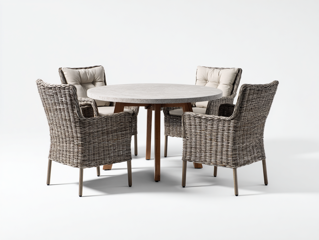 Set tavolo e sedie da giardino 120x120x75 cm Marrone Stile classico-Homipad