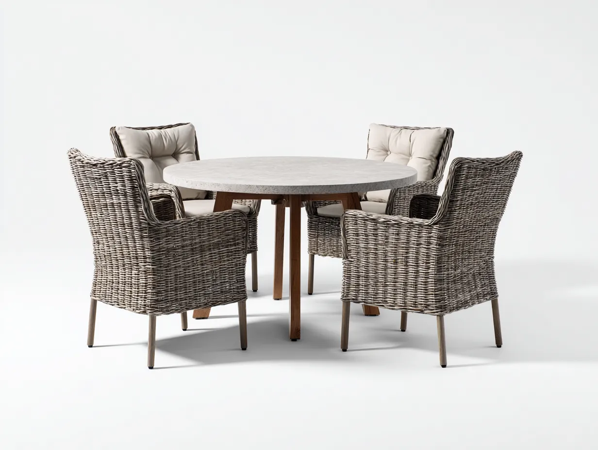 Set tavolo e sedie da giardino 120x120x75 cm Marrone Stile classico-Homipad