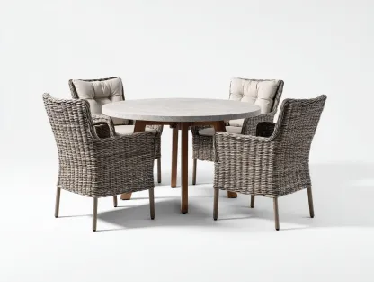 Set tavolo e sedie da giardino 120x120x75 cm Marrone Stile classico-Homipad