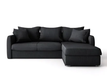 Divano angolare 255x175x84 cm Nero Stile contemporaneo-Homipad