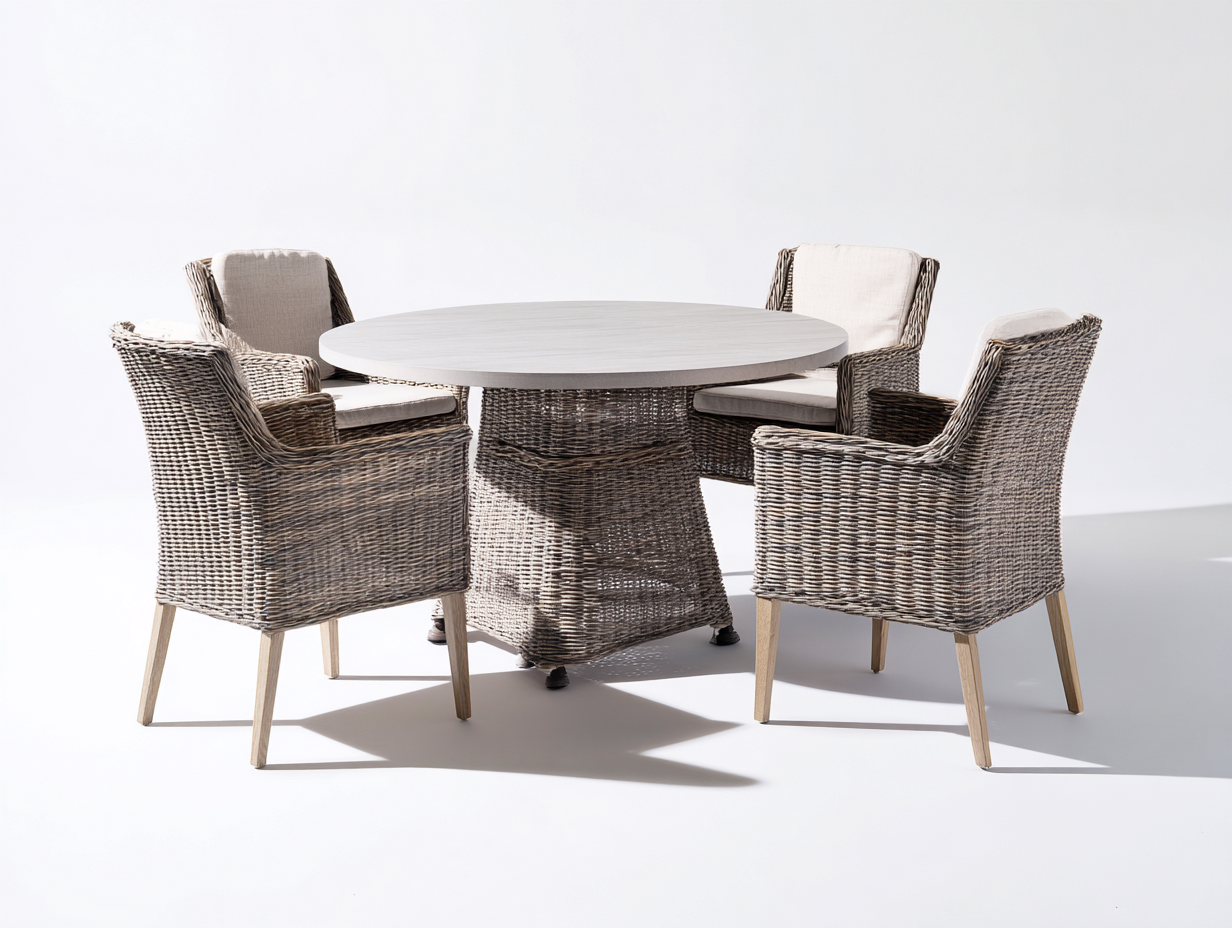 Set tavolo e sedie da giardino 140x140x75 cm Marrone chiaro Stile conviviale-Homipad