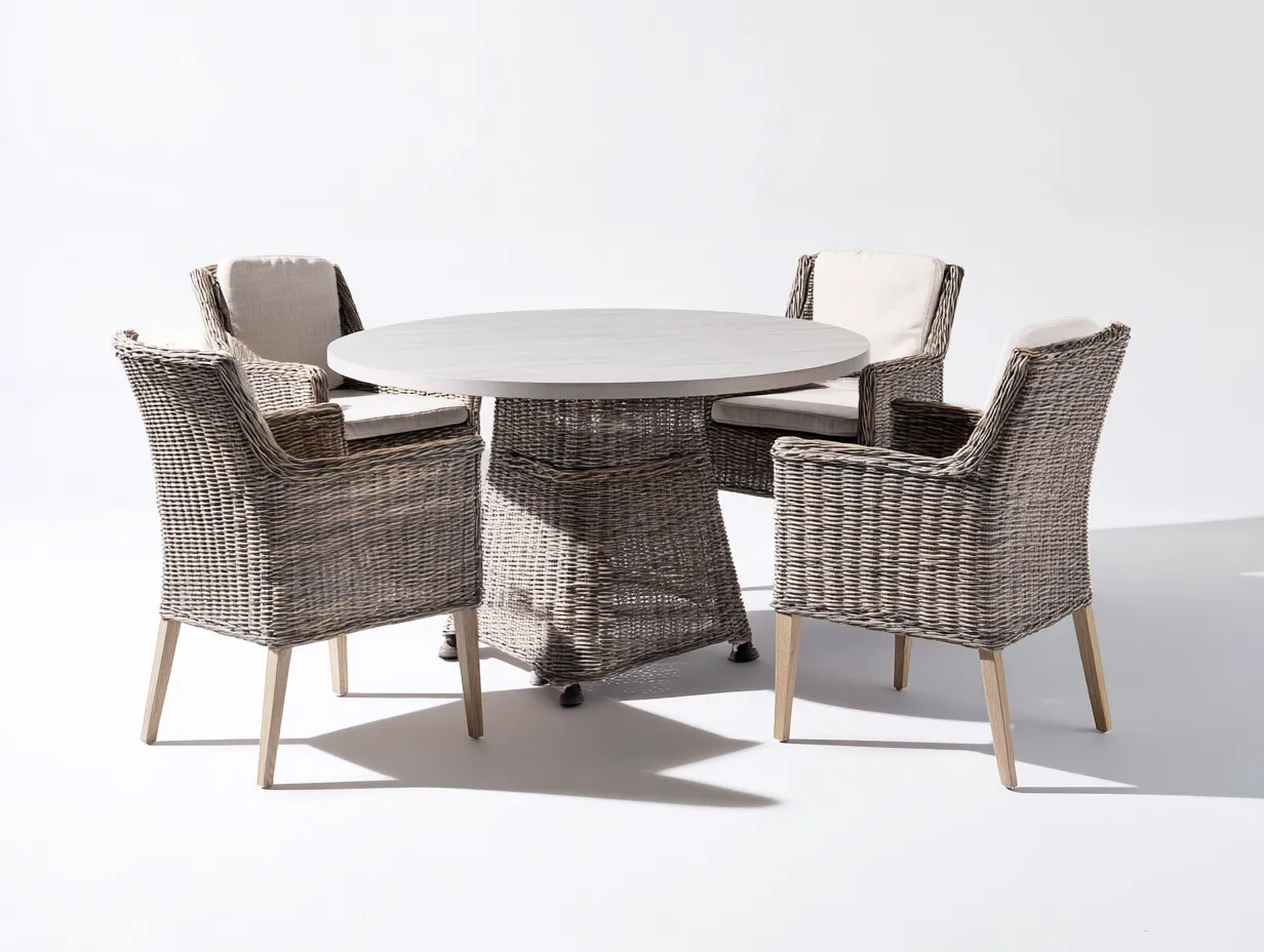 Set tavolo e sedie da giardino 140x140x75 cm Marrone chiaro Stile conviviale-Homipad