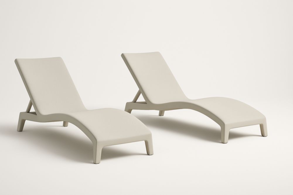 Lot de 2 chaises longues en polypropylène beige ajustables