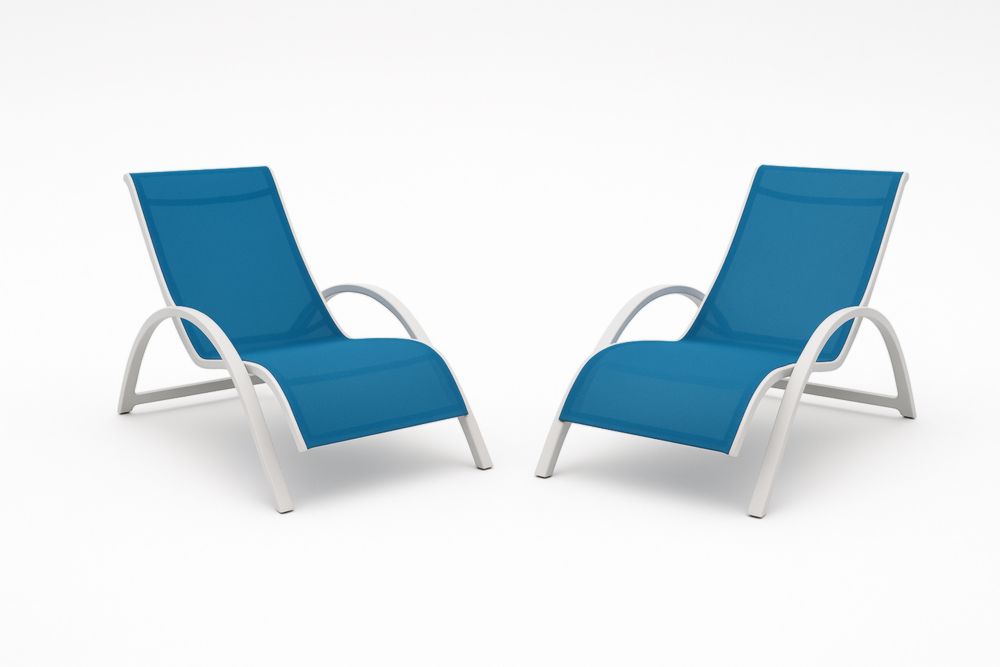 Chaises longues extérieures 2 pièces aluminium et textilène Bleu