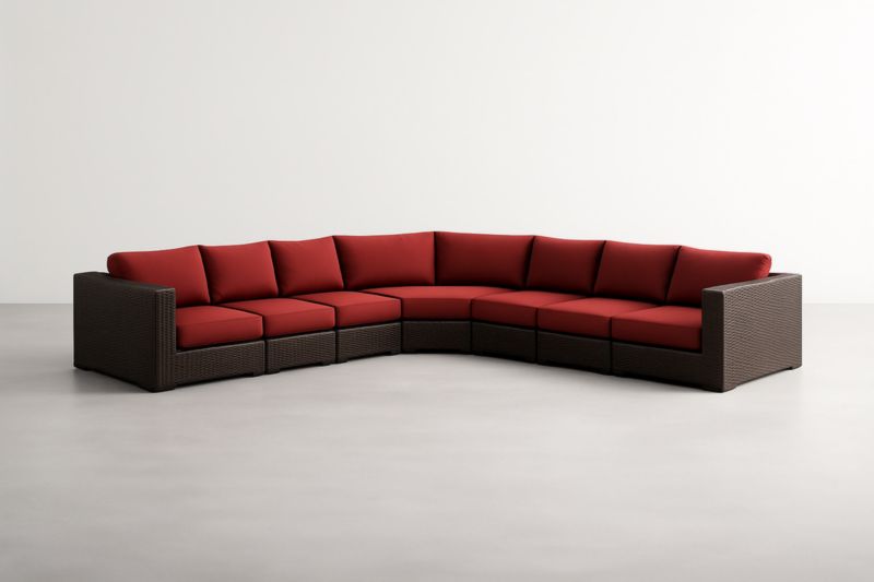 Canapé d'Angle Extérieur Modulable en Résine Rouge