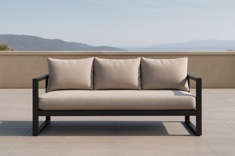 Canapé d'extérieur en métal beige 3 places