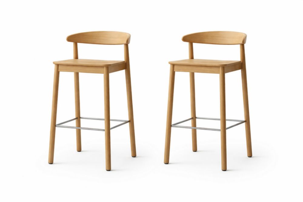 Tabourets de Bar en Bois et Métal Lot de 2, Hauteur 92cm