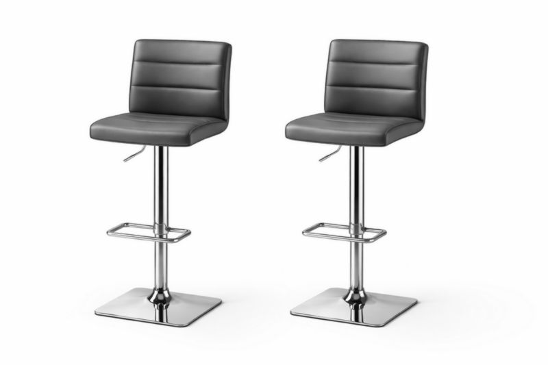 Lot de 2 tabourets de bar réglables en cuir synthétique Noir acier hauteurs variables