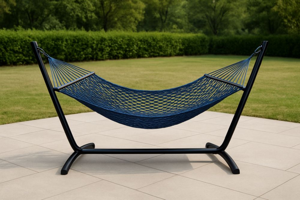 Hamac en Corde Bleu avec Cadre Métallique Extérieur
