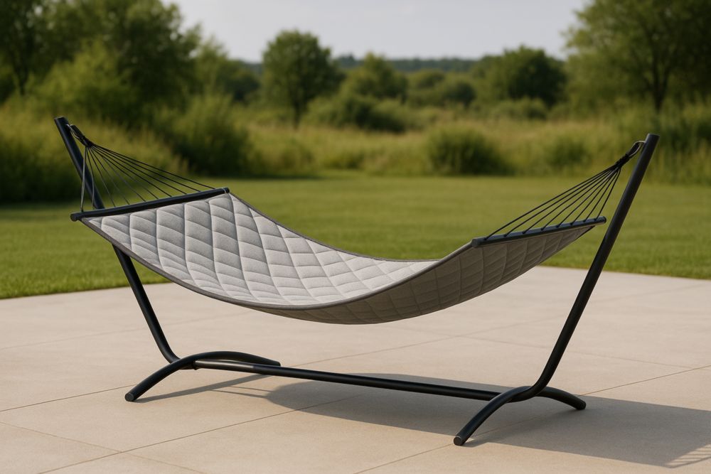 Hamac avec support en métal Gris