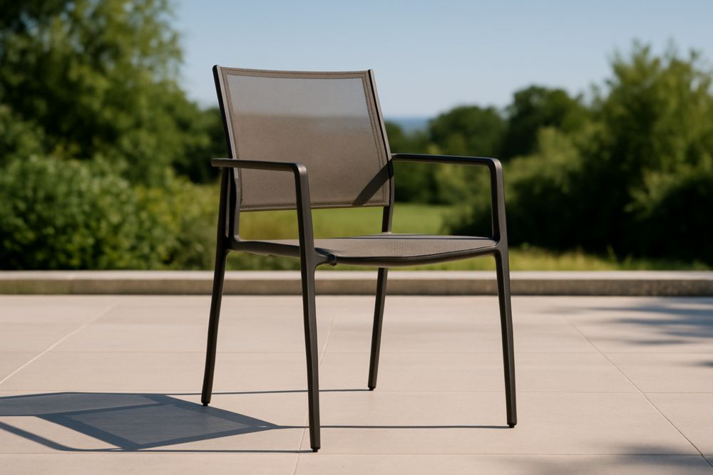 Chaise de Jardin en Aluminium et Textilène Noir