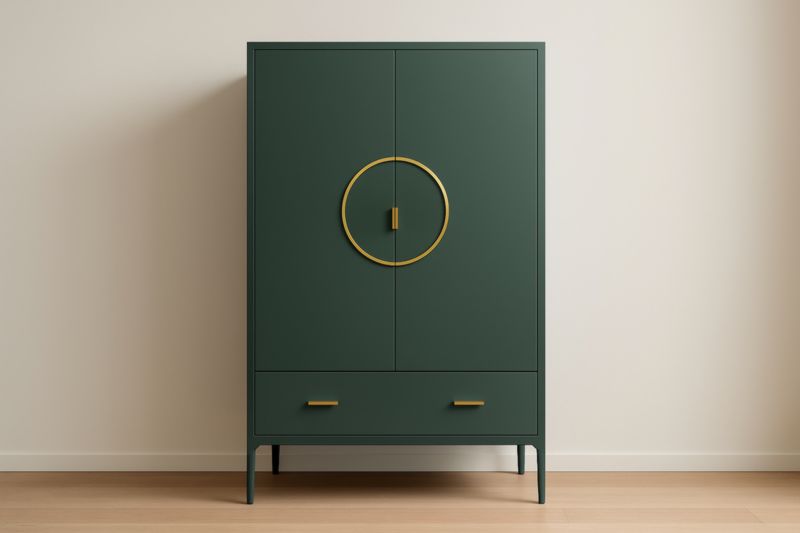 Armoire verte en MDF avec 2 portes et 1 tiroir – 180×120×50 cm-Rivellawood