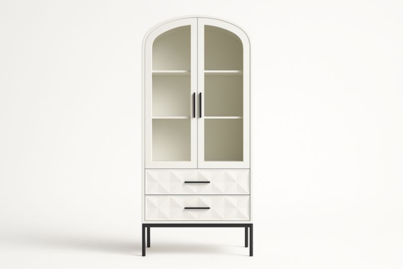 Vitrine en bois MDF, verre trempé et métal blanche-Rivellawood