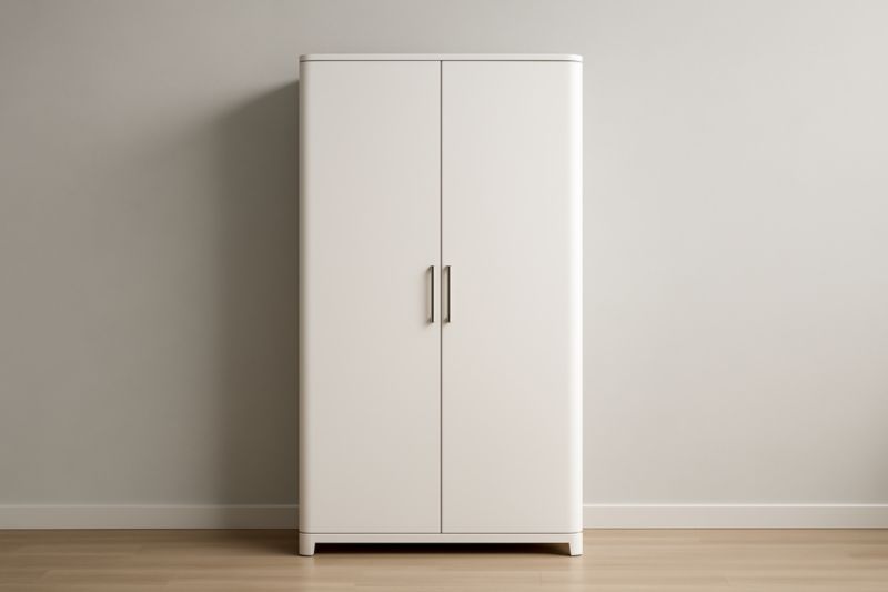 Armoire en bois MDF blanc avec 2 portes-Rivellawood