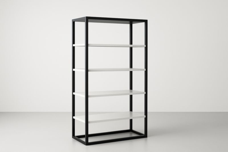 Étagère Métallique Noir avec Tablettes Blanches-Rivellawood