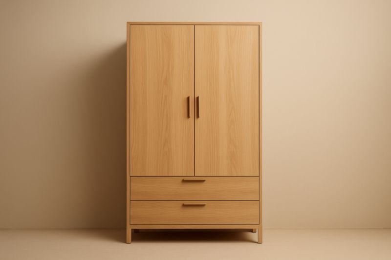 Armoire en Chêne avec 2 Portes et 2 Tiroirs 180x80x50 cm-Rivellawood