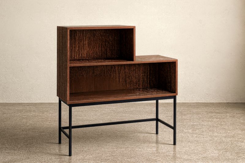 Étagère en Bois Massif et Métal Marron 100x30x85 cm-Rivellawood