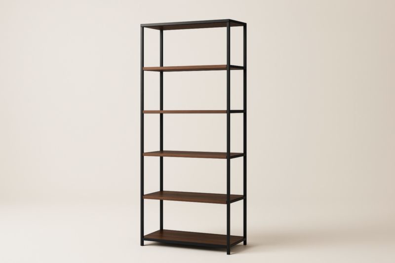 Étagère en métal avec étagères en bois 180 cm x 80 cm x 30 cm 5 niveaux Noir/Noyer-Rivellawood